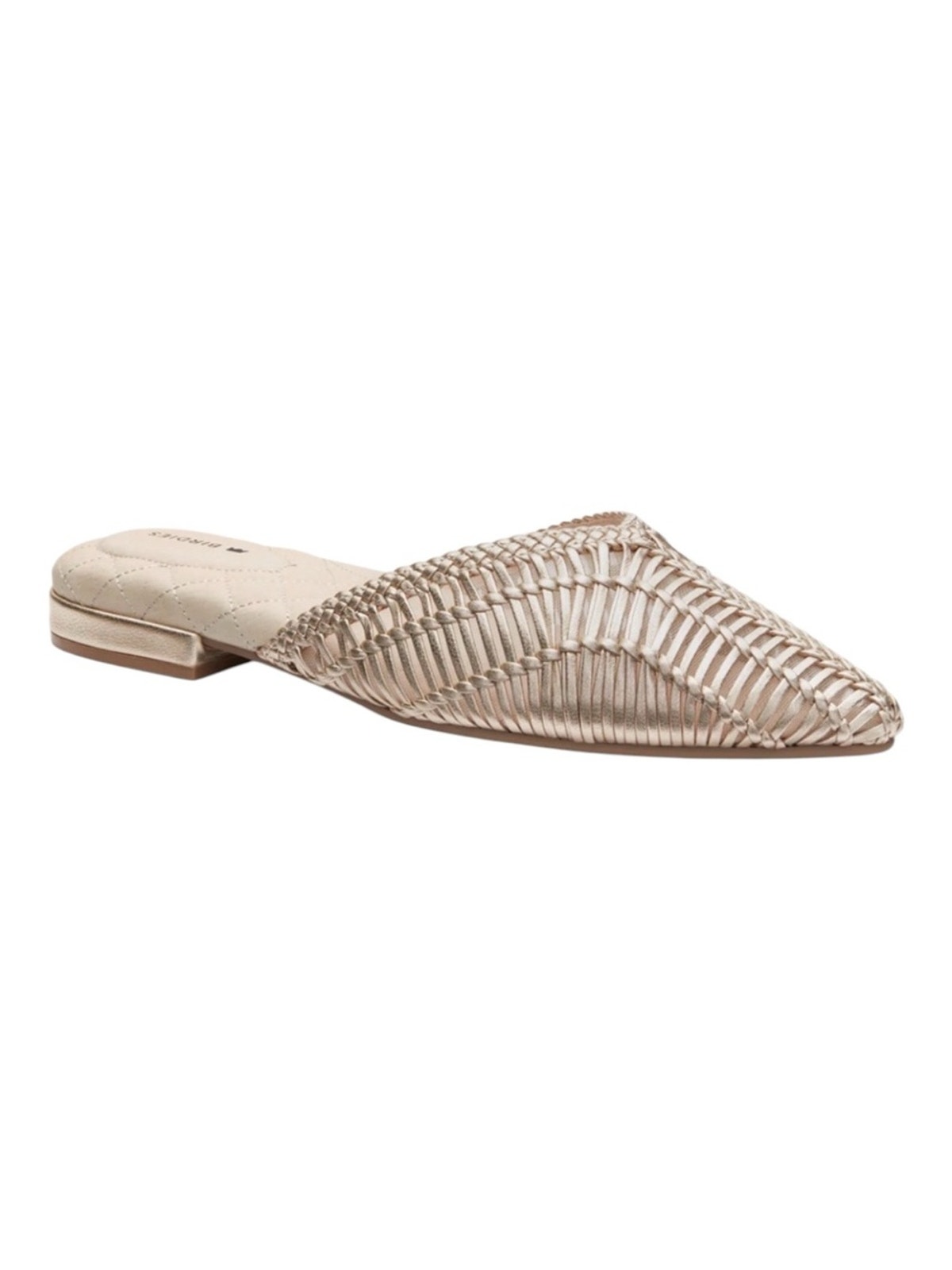 Birdies The Swan Gold Woven Leather Slides Mules Flats Shoes Women’s Sz 8.5